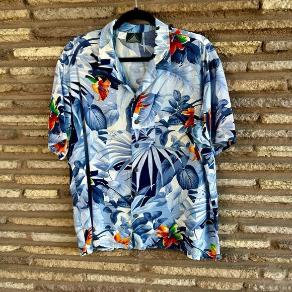 Kennington Vintage Men's Hawaiian Floral Short Sleeve Camp Shirt Size Large - Picture 7 of 7
